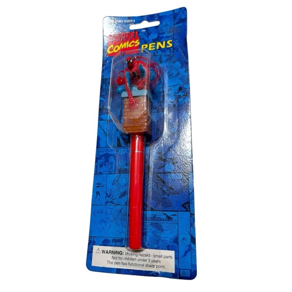 NEW Vintage 1995 Marvel Spider-Man Red and Blue Action Pen